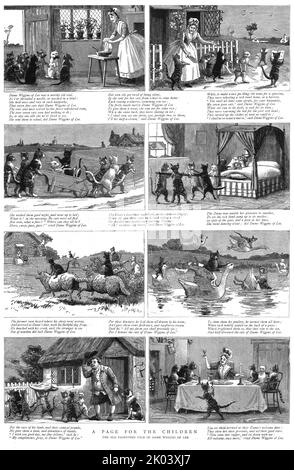 „A Page for the Children; The Old Fashioned Tale of Dame Wiggin of Lee“, 1890. Aus „Die Grafik. An Illustrated Weekly Newspaper“, Band 41. Januar bis Juni 1890. Stockfoto