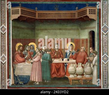 Heirat in Kana (aus den Zyklen des Lebens Christi), 1304-1306. Gefunden in der Sammlung der Cappella degli Scrovegni, Padua. Stockfoto