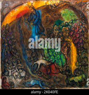 Le frappement du rocher (Moses, der das Wasser aus dem Felsen aufstaust), 1960-1966. Gefunden in der Sammlung der Mus&#xe9;e Marc Chagall, Nizza. Stockfoto