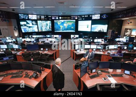 Houston, Texas, USA. 9. September 2022. Gesamtansichten des Mission Control Center für die Internationale Raumstation (ISS), das sich am 9. September 2022 an der NASA südlich von Houston befindet. (Bild: © Bob Daemmrich/ZUMA Press Wire) Stockfoto