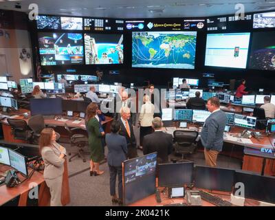 Houston, Texas, USA. 9. September 2022. Gesamtansichten des Mission Control Center für die Internationale Raumstation (ISS), das sich am 9. September 2022 an der NASA südlich von Houston befindet. (Bild: © Bob Daemmrich/ZUMA Press Wire) Stockfoto