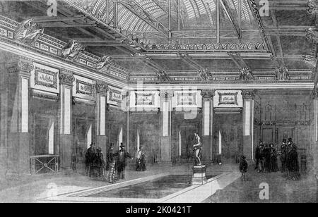 „Der Hof von Pompeji, Kristallpalast, Sydenham“, 1854. Aus „Cassells Illustrated Family Paper; London Weekly 31/12/1853 - 30/12/1854“. Stockfoto