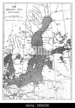 'Die Ostsee und ihre Küsten; Karte', 1854. Aus „Cassells Illustrated Family Paper; London Weekly 31/12/1853 - 30/12/1854“. Stockfoto