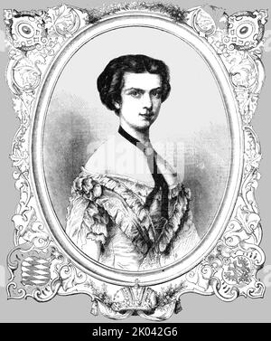 'Elizabeth Amelia Eugenia, Kaiserin von Österreich', 1854. Aus „Cassells Illustrated Family Paper; London Weekly 31/12/1853 - 30/12/1854“. Stockfoto