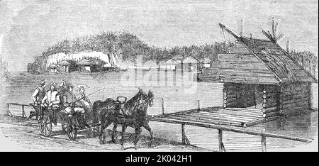 „A Road in the Isles of Aland (Russia)“, 1854. Aus „Cassells Illustrated Family Paper; London Weekly 31/12/1853 - 30/12/1854“. Stockfoto