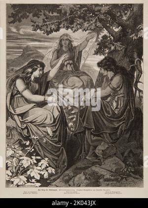 Der Ring des Nibelungen. Die Dämmerung der Götter, Ende 1870s-Anfang 1880s. Private Sammlung. Stockfoto