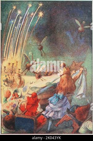 Ein guter Zug und Teller, Teller, Gäste und Kerzen krachten herunter, 1911. Private Sammlung. Stockfoto