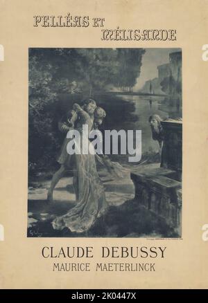 Plakat für die PR&#XE8;miere der Oper "Pell&#xe9;As et M&#xe9;lisande" von Claude Debussy und Maurice Maeterlinck bei der th&#xe9;&#XE2;tre de l'Op&#xe9;ra-, 1902. Private Sammlung. Stockfoto