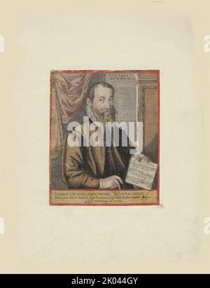 Porträt des Komponisten Adam Gumpelzhaimer (1559-1625), 1605. Private Sammlung. Stockfoto