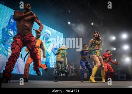 Roskilde, Dänemark. 29., Juni 2022. Die brasilianische Sängerin Anitta spielt ein Live-Konzert während des dänischen Musikfestivals Roskilde Festival 2022 in Roskilde. (Foto: Gonzales Photo - Thomas Rasmussen). Stockfoto