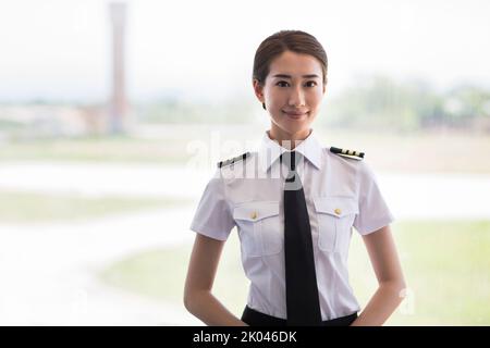 Porträt einer chinesischen Pilotin Stockfoto