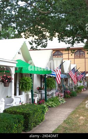 Historisches Ocean Groves Camp Methodist-Sommerzeltviertel an der Küste von New Jersey. Stockfoto