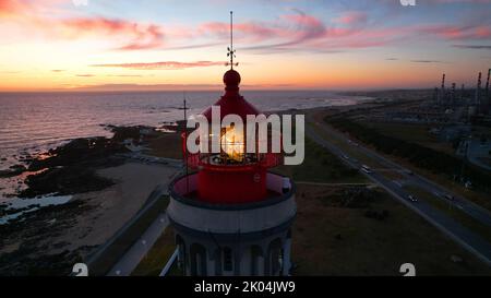 Leuchtturm in Leca da Palmeira, Matosinhos. Stockfoto