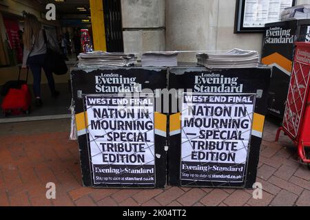 London, Freitag, den 9.. September, den Tag nach dem Tod von Königin Elizabeth II. Stockfoto