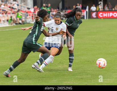 Washington, DC - 6. September: USWNT besiegte Nigeria (2-1) in ihrem zweiten internationalen Freundschaftfußball. Washington, DC. Am 6. September 2022. (Foto Stockfoto