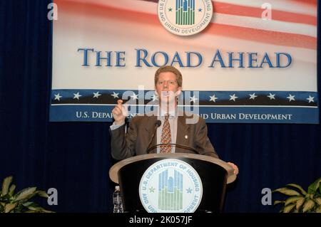 Ratssitzung „The Road Ahead“ im HUD-Hauptquartier mit Sekretär Shaun Donovan und anderen hochrangigen Beamten. Stockfoto