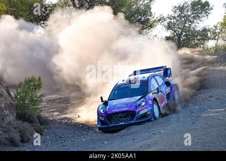 Griechenland, Griechenland. 09. September 2022. Sebastien Loeb (FRA) und Isabelle Galmiche (FRA), M-SPORT FORD WORLD RALLY TE Credit: Independent Photo Agency/Alamy Live News Stockfoto