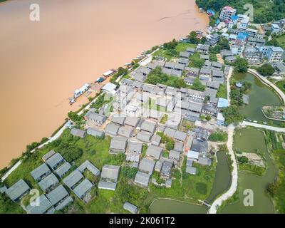 Alte Gebäude und Häuser im Dorf Song, Guangxi, China Stockfoto