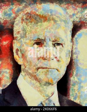 Illustrationen Portret Joseph Robinette Biden, Jr., Amerikaner, Staatsmann, Politiker, mitglied der Demokratischen Partei. Stockfoto