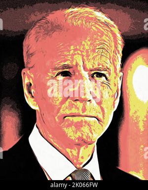 Illustrationen Portret Joseph Robinette Biden, Jr., Amerikaner, Staatsmann, Politiker, mitglied der Demokratischen Partei. Stockfoto