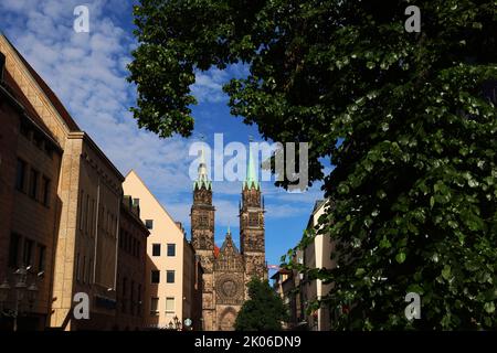 Kunst, Kirche, Gotik, Nürnberg, gotische Lorenzkirche in der City, in der Innenstadt oder Altstadt von Nürnberg oder Nürnberg, Franken, Bayern Stockfoto