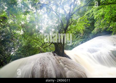 Ein wunderschöner Wasserfall in der Regenzeit Stockfoto