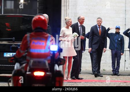 Prinzessin Maria Laura und Prinzessin Ard und Prinz Lorenz von Belgien auf der offiziellen Hochzeit von Prinzessin Maria-Laura von Belgien und William Isvy am Samstag, dem 10. September 2022, in Brüssel. BELGA FOTO NICOLAS MAETERLINCK Stockfoto