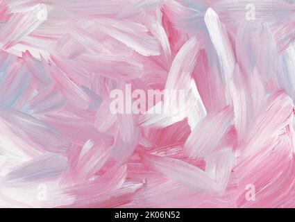 Abstrakte Hintergrundmalerei. Rosa, grau, violett, weiße Pinselstriche auf Papier. Farbenfrohe, pastellfarbene künstlerische Kulisse.