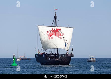 Hanseatic COG, Ostsee, Hanse Sail, Warnemünde, Rostock, Mecklenburg-Vorpommern, Deutschland Stockfoto