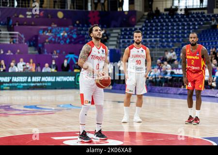 Tiflis, Georgien. 07. September 2022. Shane Larkin aus der Türkei in Aktion während des 7. Tages Gruppe A des FIBA EuroBasket 2022 zwischen Spanien und der Türkei in der Tbilisi Arena. Endergebnis; Spanien 72:69 Türkei. (Foto von Nicholy Muller/SOPA Images/Sipa USA) Quelle: SIPA USA/Alamy Live News Stockfoto