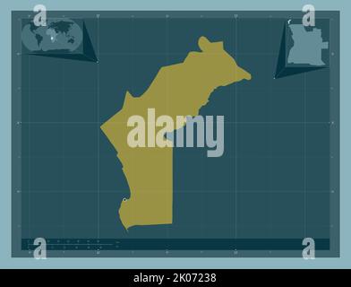 Cabinda, Provinz Angola. Einfarbige Form. Standorte der wichtigsten Städte der Region. Karten für zusätzliche Eckposition Stockfoto