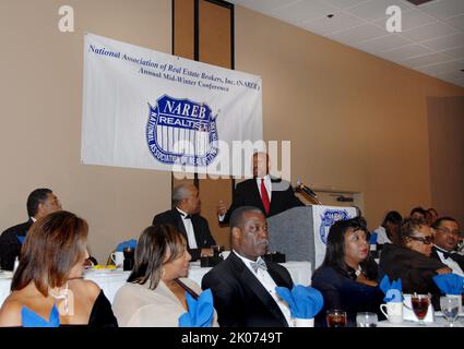 Sekretär Alphonso Jackson in Las Vegas, Nevada, um die jährliche Winterkonferenz der National Association of Real Estate Brokers zu sprechen. Stockfoto