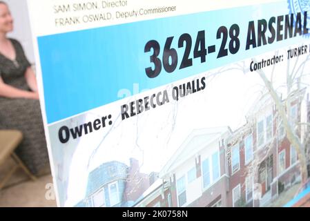 Sekretär Alphonso Jackson in St. Louis, Missouri, mit dem ehemaligen Sekretär Jack Kemp und dem Bürgerrechtführer Benjamin Hooks. Stockfoto