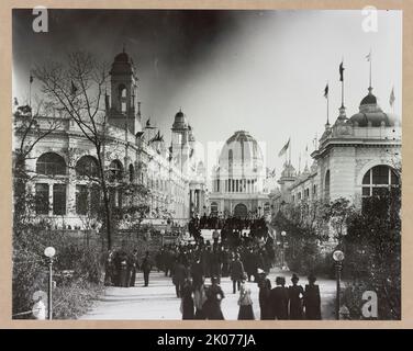 Ill. Chicago -- Columbian Expo., 1892. Das Foto zeigt das Verwaltungsgebäude und das Bergbaugebäude auf der Weltausstellung in Kolumbien, Chicago, Illinois. Stockfoto