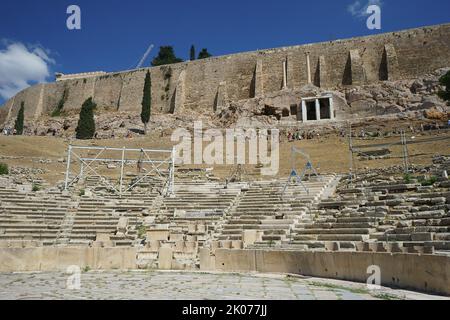 Theater von Dionysos und Akropolis von Athen, Greeece Stockfoto