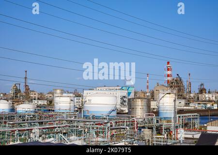 Chemieanlage; Kawasaki, Kanagawa Präfektur, Japan Stockfoto