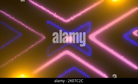 Abstrakter Neontunnel mit Reflexion, computergenerierter Hintergrund, 3D Rendering Stockfoto