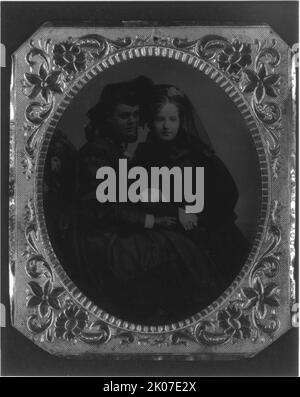 2 junge Frauen, Mutter und Tante von Frances Benjamin Johnston, c1880. Stockfoto