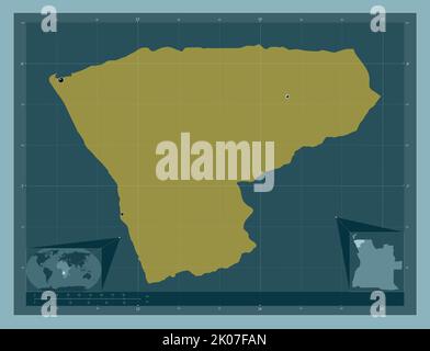 Zaire, Provinz Angola. Einfarbige Form. Standorte der wichtigsten Städte der Region. Karten für zusätzliche Eckposition Stockfoto