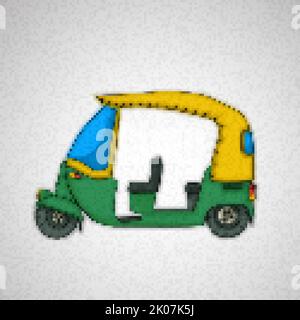 Pixel Art Tuk Tuk Symbol, Vektordarstellung Stockfoto