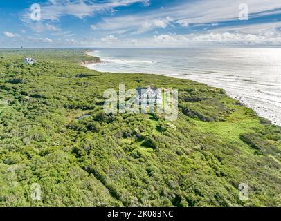 Luftaufnahme der 156 DeForest Road, Montauk, NY Stockfoto