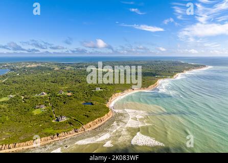 Luftaufnahme der Montauk-Südküste, Blick nach Osten. Stockfoto