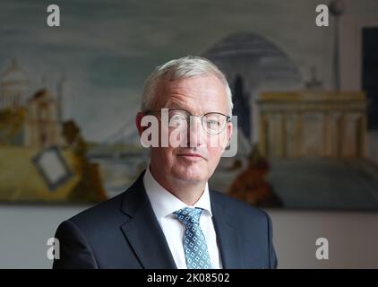 Berlin, Deutschland. 07. September 2022. Guido Beermann (CDU), Brandenburgs Minister für Infrastruktur und Raumordnung, fotografiert vor Beginn eines Interviews mit dpa. Quelle: Soeren Stache/dpa/Alamy Live News Stockfoto