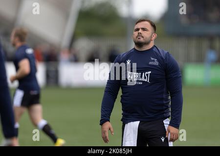 Newcastle, Großbritannien. 10. September 2022. George McGuigan auf Newcastle Falcons schaut auf vor dem Gallagher Premiership-Spiel zwischen Newcastle Falcons und Harlequins im Kingston Park, Newcastle am Samstag, 10.. September 2022. (Kredit: Chris Lishman | MI News) Kredit: MI Nachrichten & Sport /Alamy Live News Stockfoto