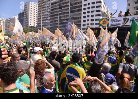 Gedenkfeier der zweihundertjährigen Unabhängigkeit Brasiliens mit einer Demonstration der Unterstützung für den Präsidenten der Republik Jair Messias Bolsona Stockfoto