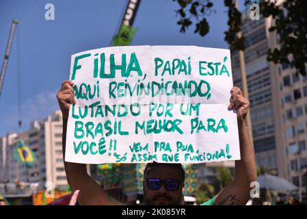 Gedenkfeier der zweihundertjährigen Unabhängigkeit Brasiliens mit einer Demonstration der Unterstützung für den Präsidenten der Republik Jair Messias Bolsona Stockfoto