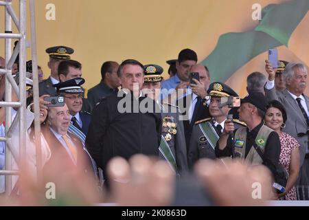 Gedenkfeier der zweihundertjährigen Unabhängigkeit Brasiliens mit einer Demonstration der Unterstützung für den Präsidenten der Republik Jair Messias Bolsona Stockfoto