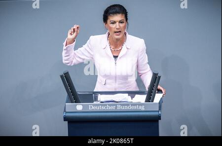 Berlin, Deutschland. 08. September 2022. Sahra Wagenknecht (Die Linkspartei). Quelle: Michael Kappeler/dpa/Alamy Live News Stockfoto