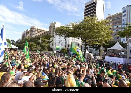 Gedenkfeier der zweihundertjährigen Unabhängigkeit Brasiliens mit einer Demonstration der Unterstützung für den Präsidenten der Republik Jair Messias Bolsona Stockfoto