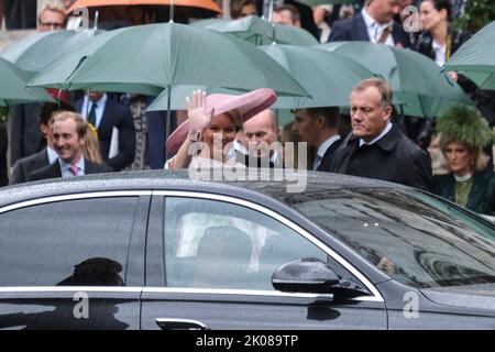 Brüssel, Belgien. 10. September 2022. Hochzeitszeremonie von Prinzessin Maria Laura und William Isvy in der Kathedrale Saint Michael und Saint Gudula in Brüssel, Belgien am 10. September 2022. Kredit: ALEXANDROS MICHAILIDIS/Alamy Live Nachrichten Stockfoto